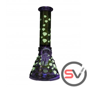 GREEN DIAMOND GLASS MINI BEAKER 8inch (GLOW IN DARK)